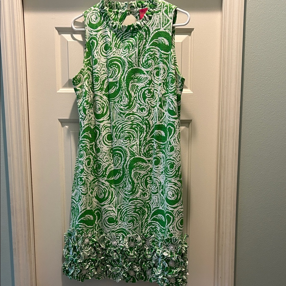 Lilly Pulitzer Green and White Patterned Mini Dress